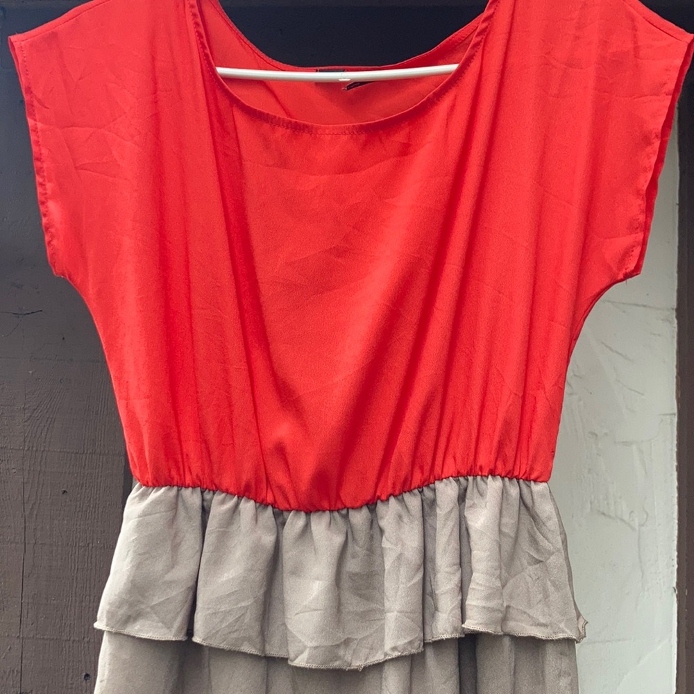 Coral and khaki lightweight dress